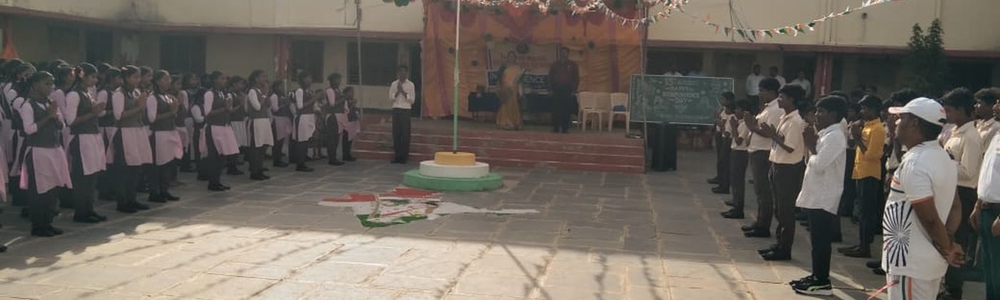 Independence Day assembly in the school courtyard